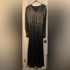 Express black metallic pleated formal dress